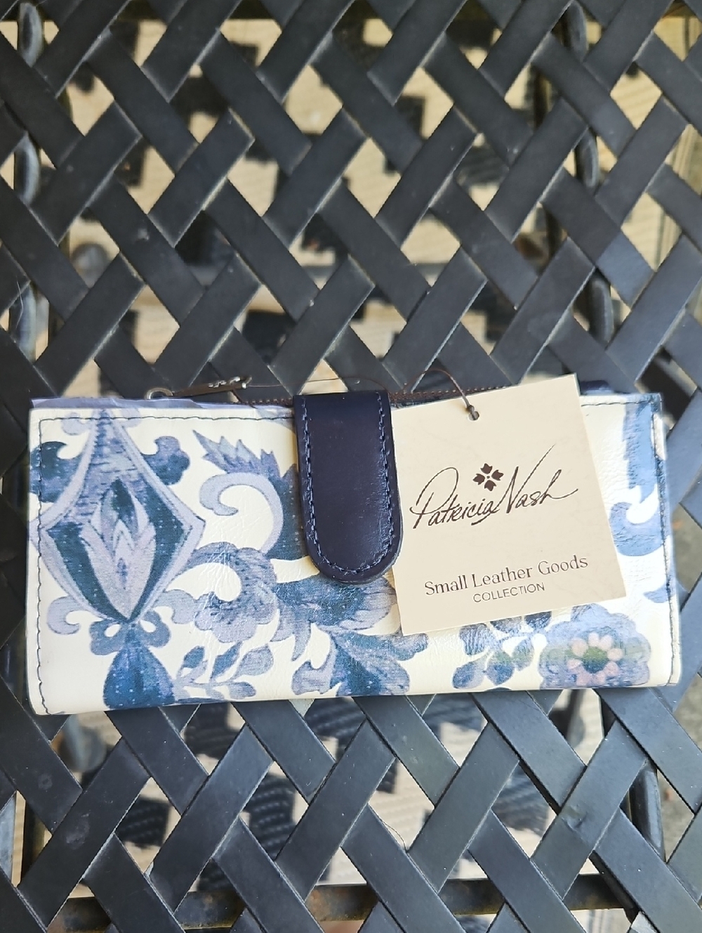 Patricia Nash Blue Floral Renaissance Revival Nazari Wallet